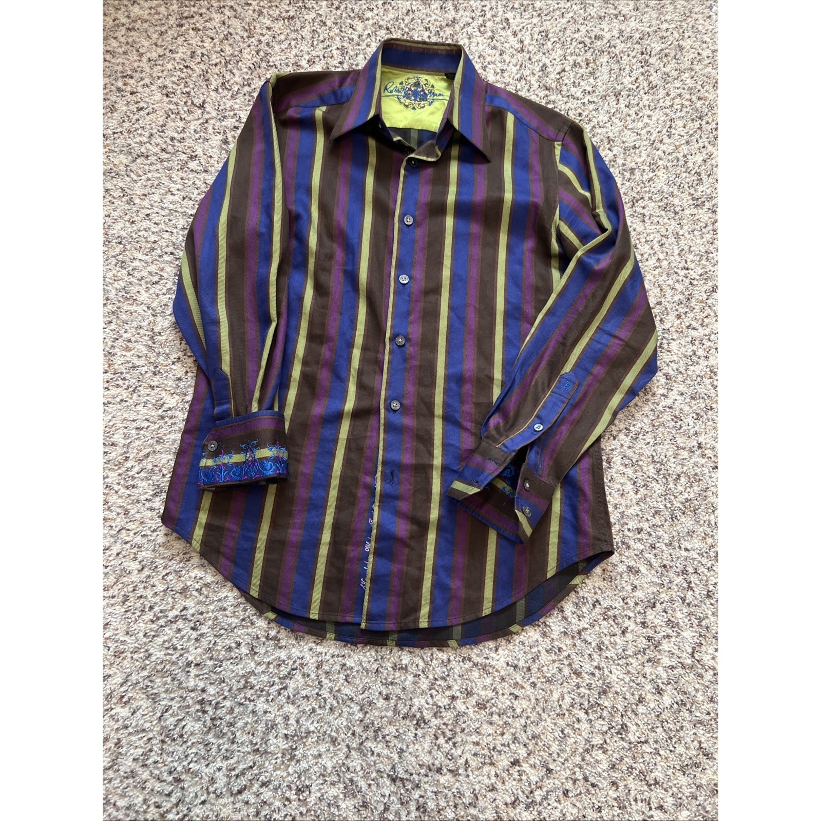 Robert Graham Casual Button-Down Shirt Men's Multi-Color Scotton Silk Flip Cuff
